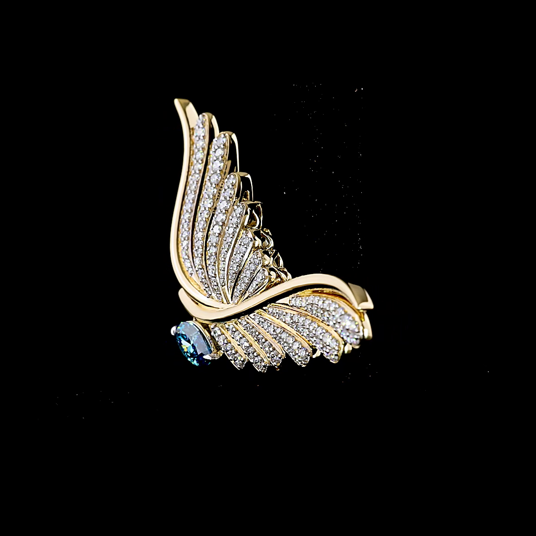 2.62 CTTW Marquise Lab Diamond Special Brooch (Fancy Vivid Blue Color and VS1 Clarity)