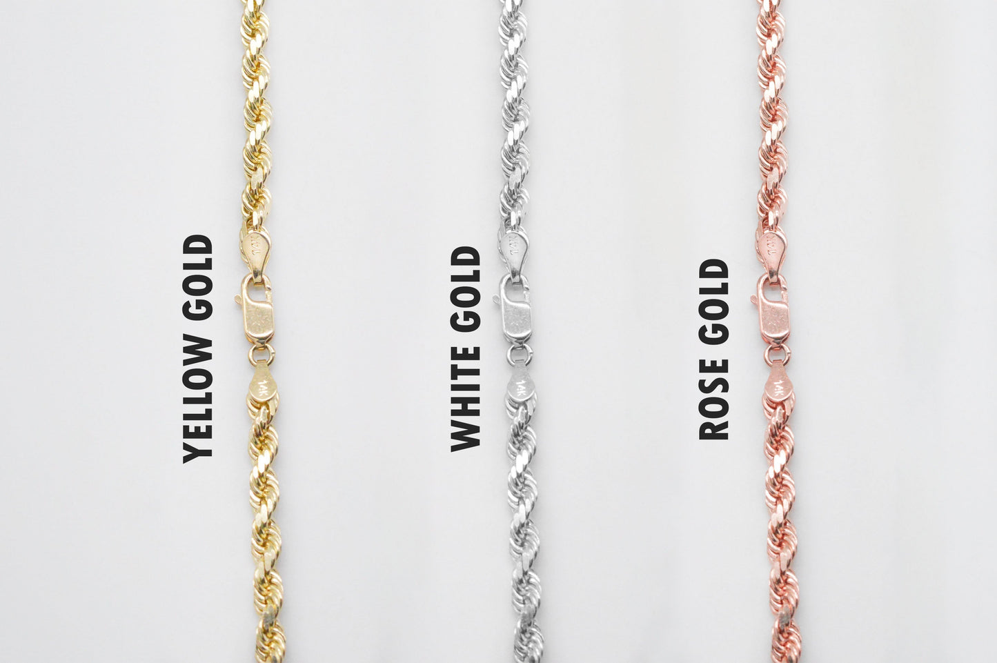 7mm Solid Gold Diamond Cut Rope Necklace Solid Gold Rope Chains