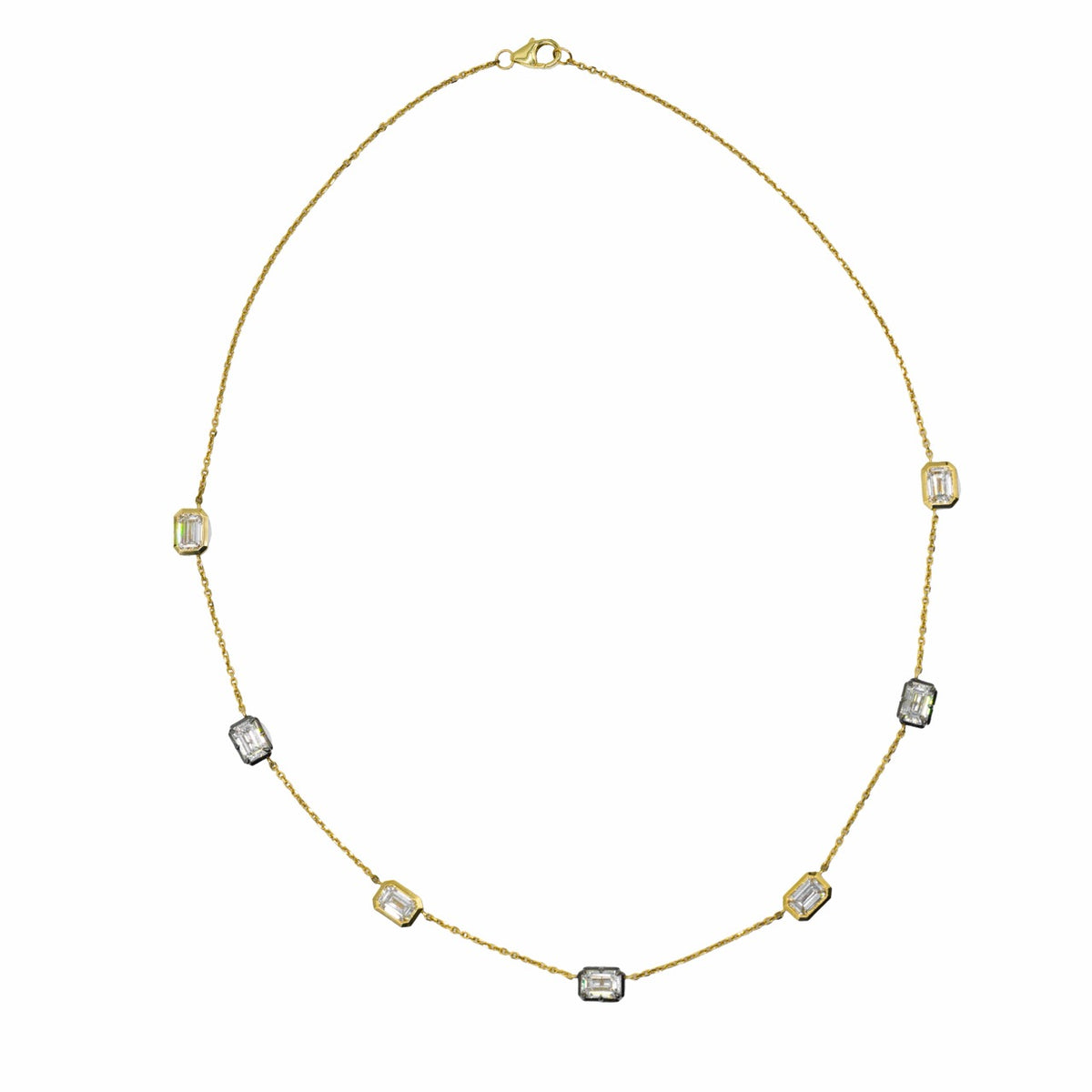 10.53 CTTW Round Lab-Grown Diamond Tennis Necklace in 14K Yellow Gold, 16.5"