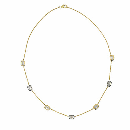 10.53 CTTW Round Lab-Grown Diamond Tennis Necklace in 14K Yellow Gold, 16.5"