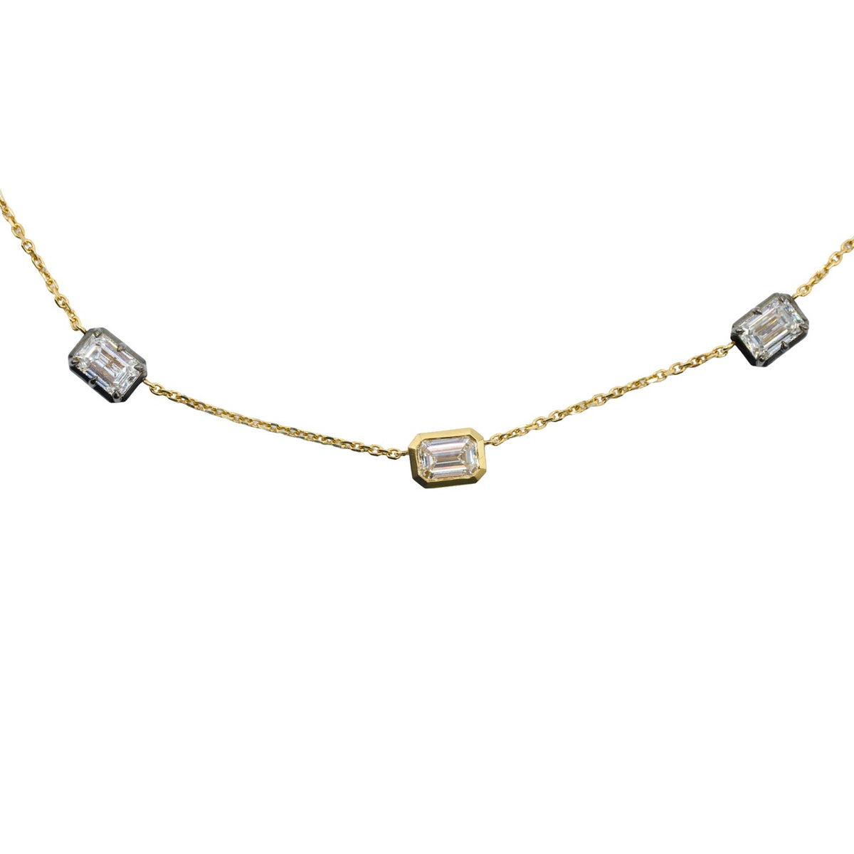 10.53 CTTW Round Lab-Grown Diamond Tennis Necklace in 14K Yellow Gold, 16.5"