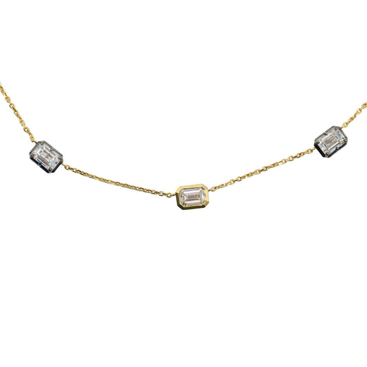 10.53 CTTW Round Lab-Grown Diamond Tennis Necklace in 14K Yellow Gold, 16.5"