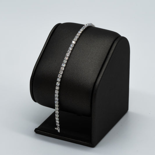 Live Sale Item # 60, 7" 5cttw. d/e vvs round lab diamond tennis bracelet 14k white gold