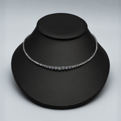 Live Sale Item # 59, 16" 10cttw D/E VVS 3-prong set basket set round lab diamond graduated tennis necklace 14K WG