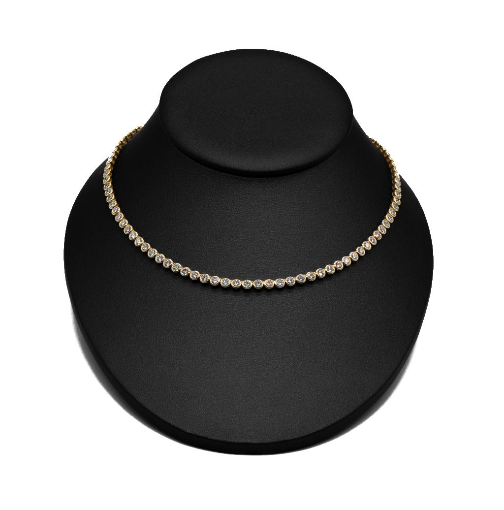 14.5 CTTW Round Lab-Grown Diamond Tennis Necklace in 14K Yellow Gold, 16"