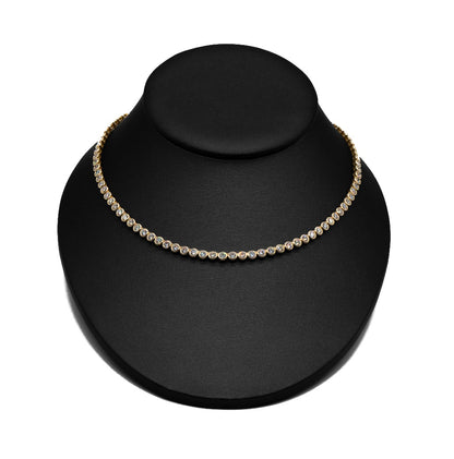 14.5 CTTW Round Lab-Grown Diamond Tennis Necklace in 14K Yellow Gold, 16"
