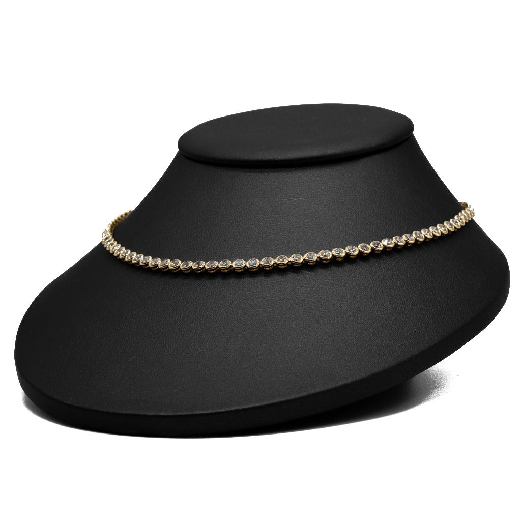 14.5 CTTW Round Lab-Grown Diamond Tennis Necklace in 14K Yellow Gold, 16"
