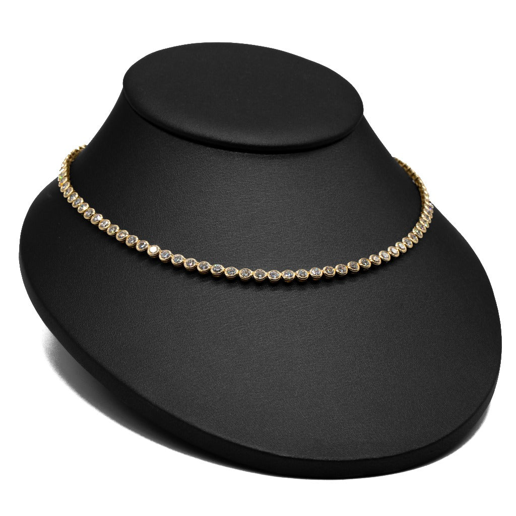 14.5 CTTW Round Lab-Grown Diamond Tennis Necklace in 14K Yellow Gold, 16"