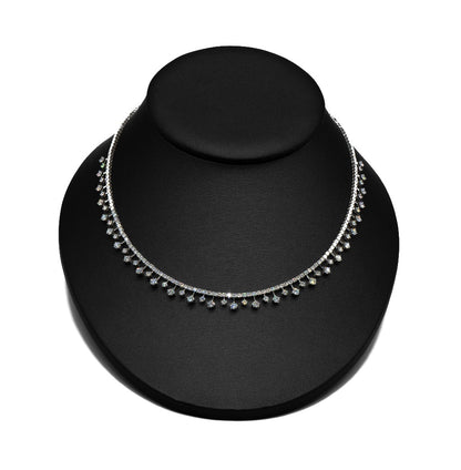 7.37 CTTW Round Lab-Grown Diamond Tennis Necklace in 14K White Gold, 14.5"