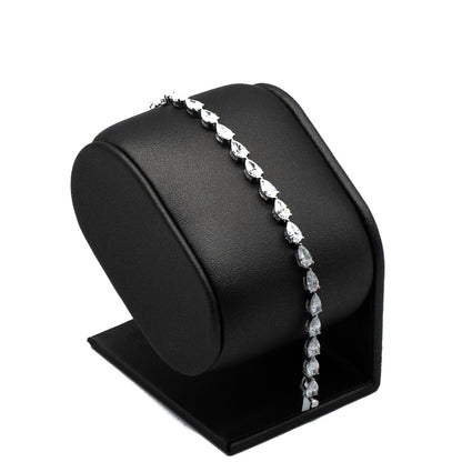 7.43 CTTW Pear Lab-Grown Diamond Bracelet in 14K White Gold, 7"