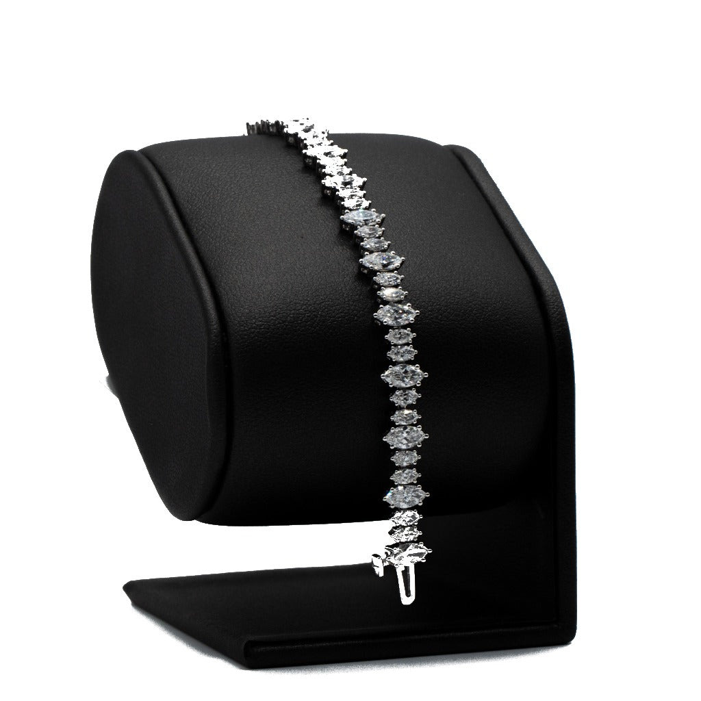 7.66 CTTW Marquise Lab-Grown Diamond Tennis Bracelet in 14K White Gold, 6.5"
