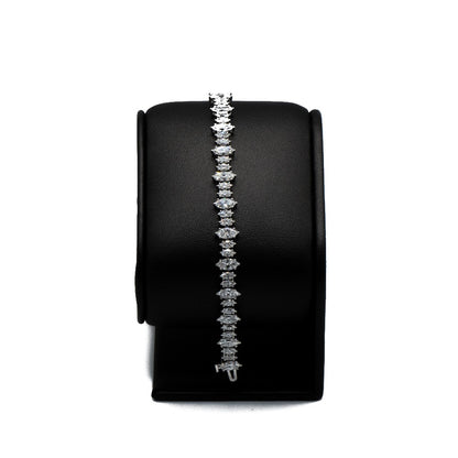 7.66 CTTW Marquise Lab-Grown Diamond Tennis Bracelet in 14K White Gold, 6.5"