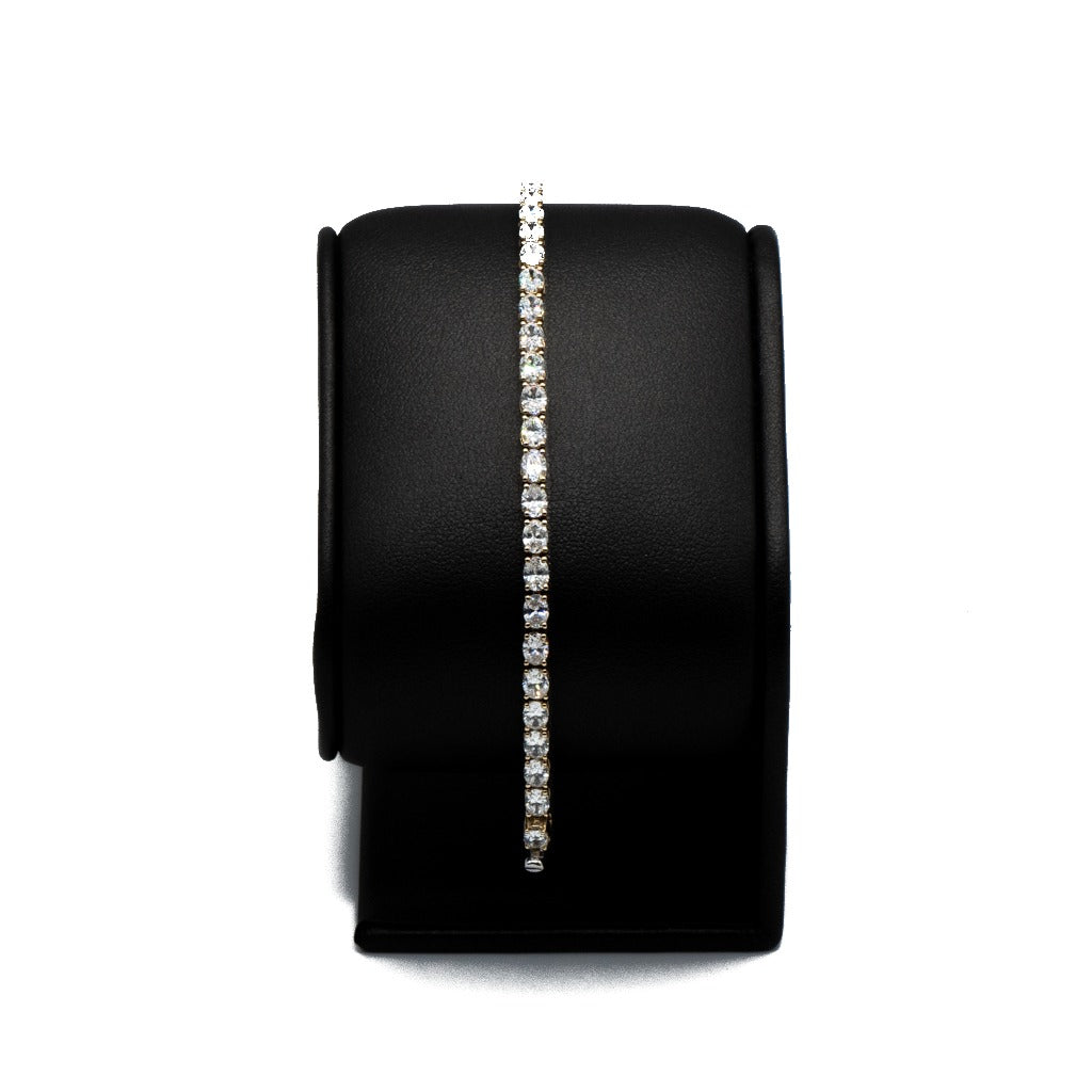 5.72 CTTW Oval Lab-Grown Diamond Tennis Bracelet in 14K Yellow Gold, 6.5"