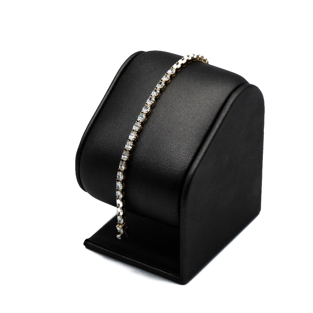 5.72 CTTW Oval Lab-Grown Diamond Tennis Bracelet in 14K Yellow Gold, 6.5"