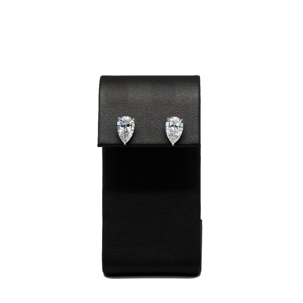 14K White Gold Pear Lab-Grown Diamond Stud Earrings, 4.08 CTTW
