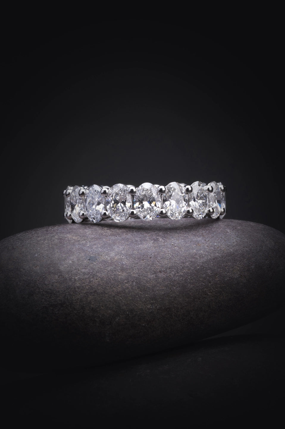 7.63 CTTW Oval Lab Diamond Full Eternity Sz. 6.5 14k White Gold D Color and VVS2 Clarity jewelry-spot-usa