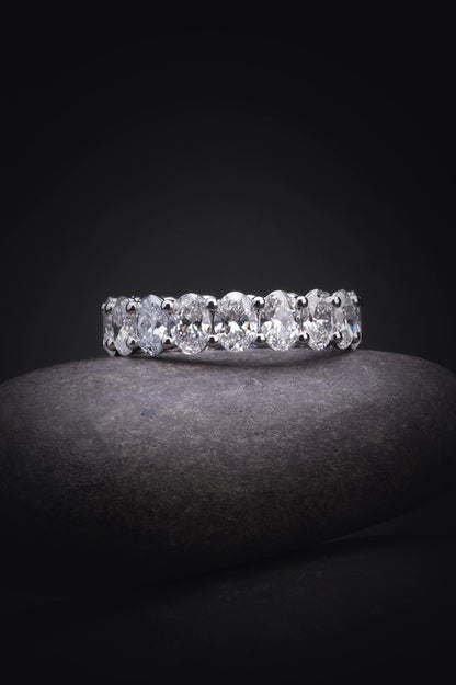 7.63 CTTW Oval Lab Diamond Full Eternity Sz. 6.5 14k White Gold D Color and VVS2 Clarity jewelry-spot-usa