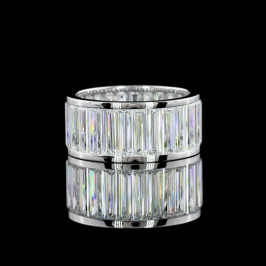7.22 CTTW Baguette Lab Diamond Full Eternity Sz. 6.5 14k White Gold D Color and VS1 Clarity jewelry-spot-usa