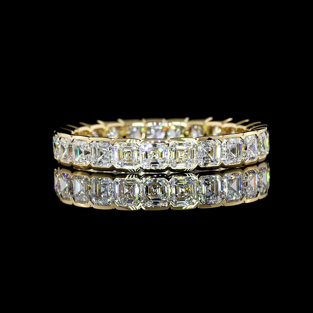 2.08 CTTW Asscher Lab Diamond Full Eternity Sz. 6.5 14k Yellow Gold E Color and VS1 Clarity jewelry-spot-usa