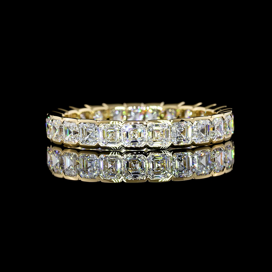 2.08 CTTW Asscher Lab Diamond Full Eternity Sz. 6.5 14k Yellow Gold E Color and VS1 Clarity jewelry-spot-usa