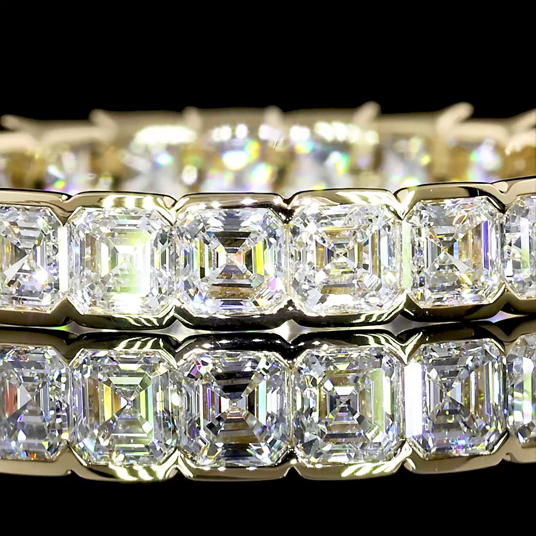 2.08 CTTW Asscher Lab Diamond Full Eternity Sz. 6.5 14k Yellow Gold E Color and VS1 Clarity jewelry-spot-usa