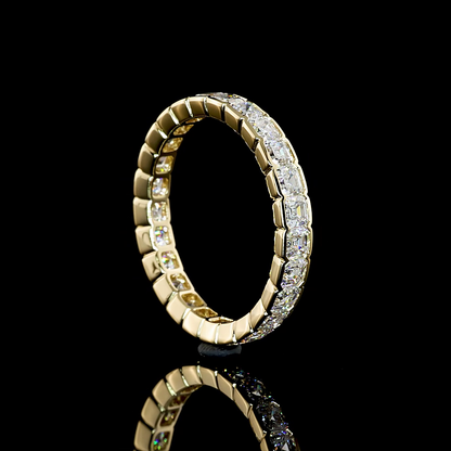 2.08 CTTW Asscher Lab Diamond Full Eternity Sz. 6.5 14k Yellow Gold E Color and VS1 Clarity jewelry-spot-usa