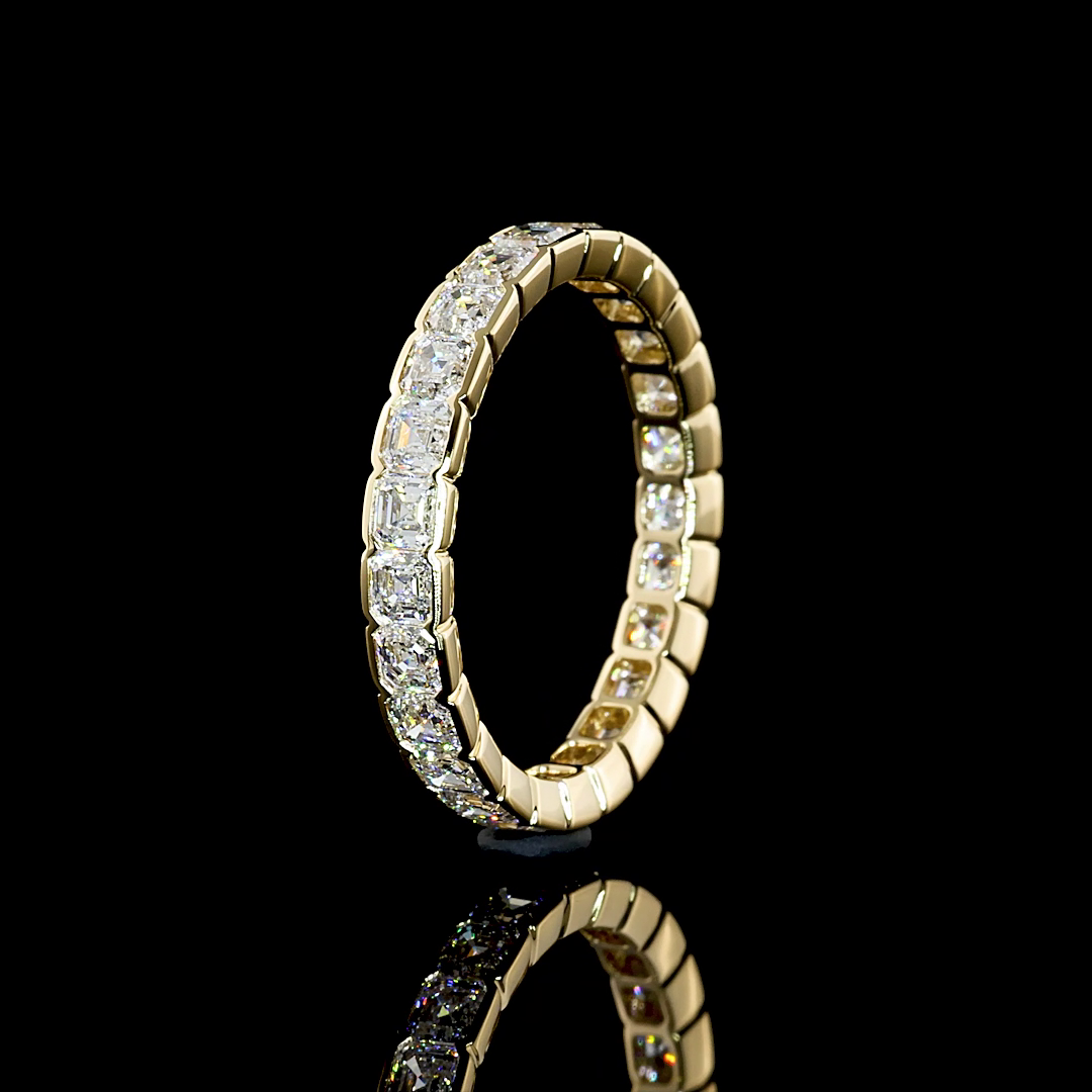2.08 CTTW Asscher Lab Diamond Full Eternity Sz. 6.5 14k Yellow Gold E Color and VS1 Clarity jewelry-spot-usa