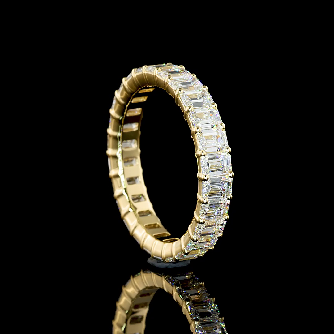 3.07 CTTW Emerald Lab Diamond Full Eternity Sz. 6.5 14k Yellow Gold F/E Color and VS1/VS Clarity jewelry-spot-usa