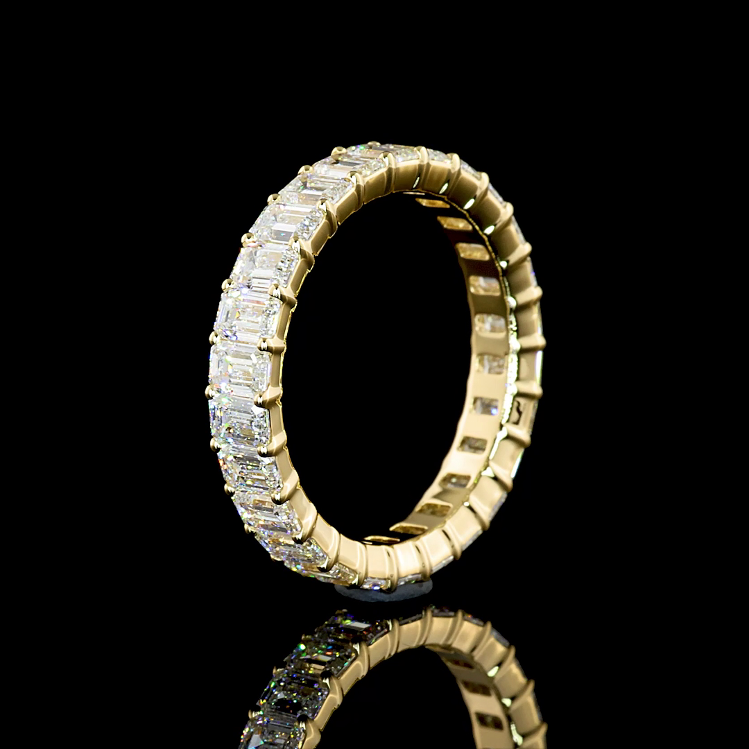 3.07 CTTW Emerald Lab Diamond Full Eternity Sz. 6.5 14k Yellow Gold F/E Color and VS1/VS Clarity jewelry-spot-usa