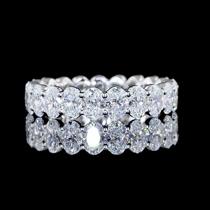 2.94 CTTW Oval Lab Diamond Full Eternity Sz. 6.5 14k White Gold (F/E Color and VS1/VS2/VS Clarity)