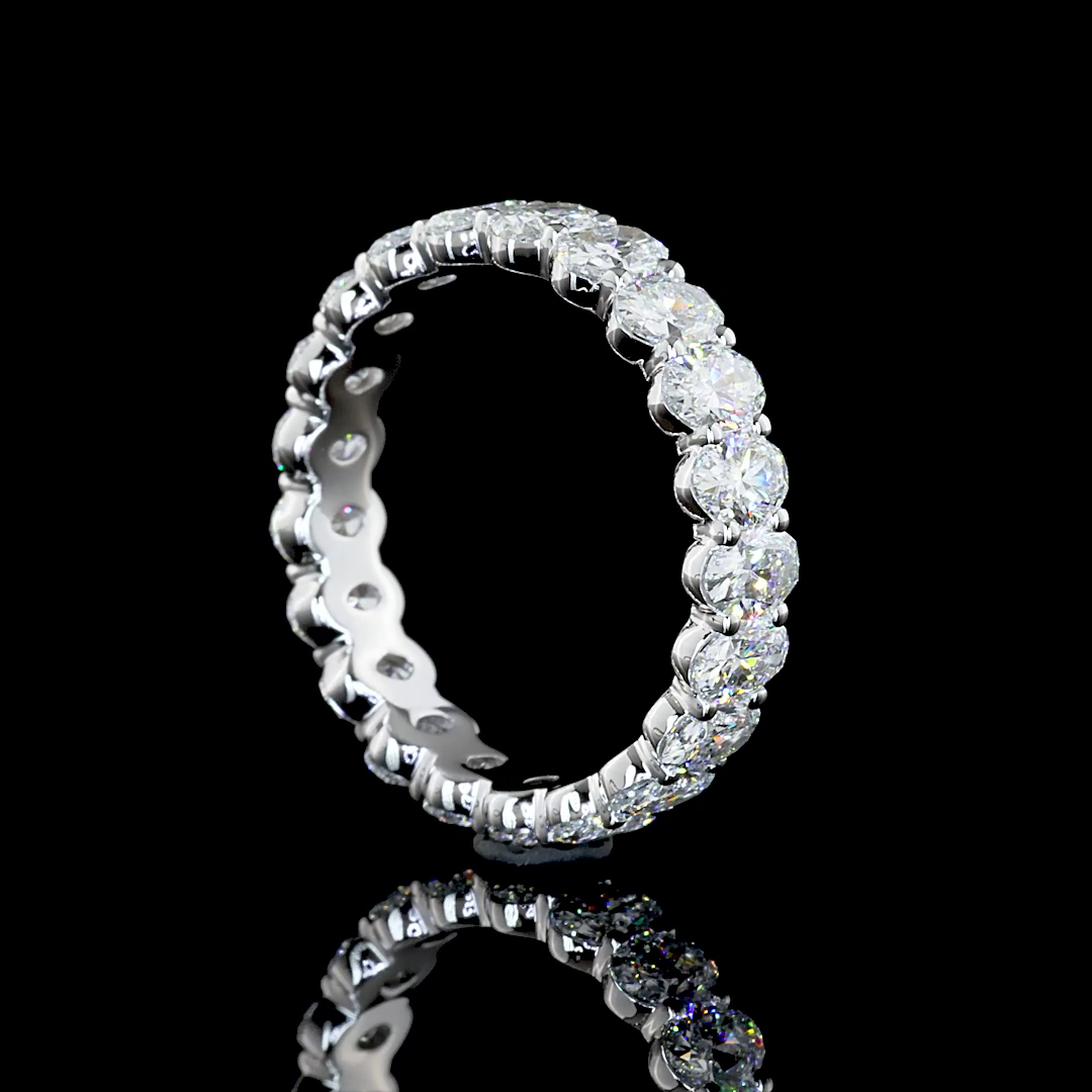 2.94 CTTW Oval Lab Diamond Full Eternity Sz. 6.5 14k White Gold (F/E Color and VS1/VS2/VS Clarity)