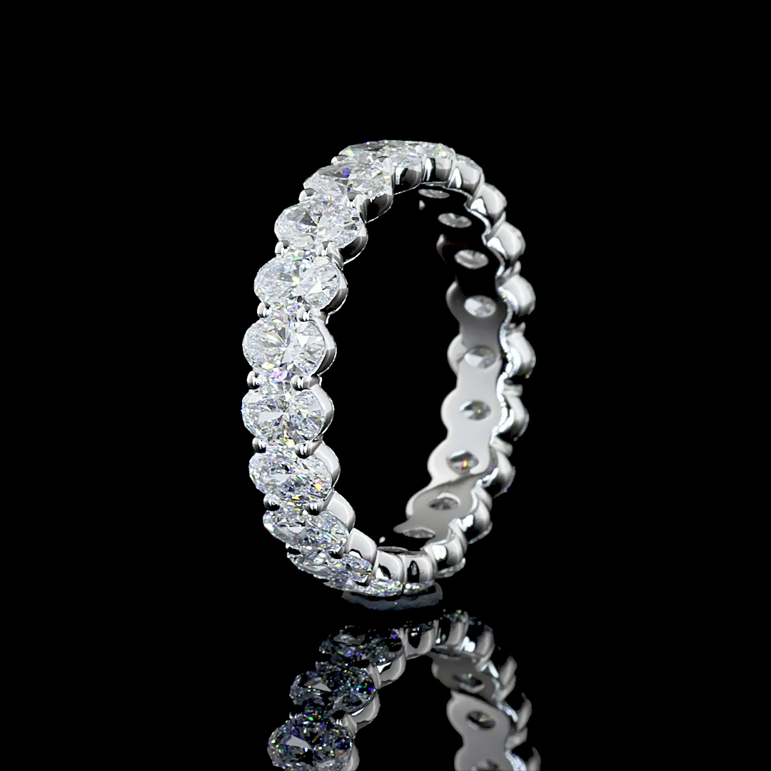 2.94 CTTW Oval Lab Diamond Full Eternity Sz. 6.5 14k White Gold (F/E Color and VS1/VS2/VS Clarity)