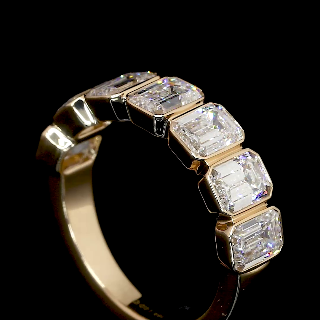 2.17 CTTW Emerald Lab Diamond Half Eternity Eternity Band Sz. 3.75 18k Yellow Gold E Color and VS1 Clarity jewelry-spot-usa