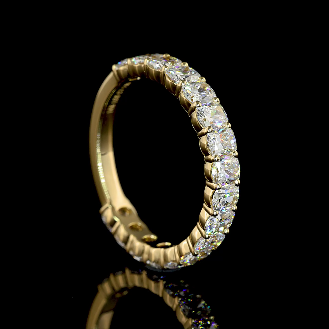 1.88 CTTW Cushion Brilliant Lab Diamond 3/4 Eternity Band (E Color and VS Clarity)