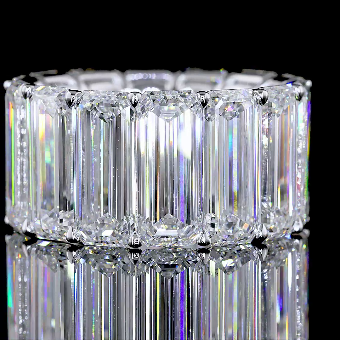 28.45 CTTW Emerald Lab Diamond Full Eternity Sz. 7 18k White Gold (F Color and VVS2 Clarity)