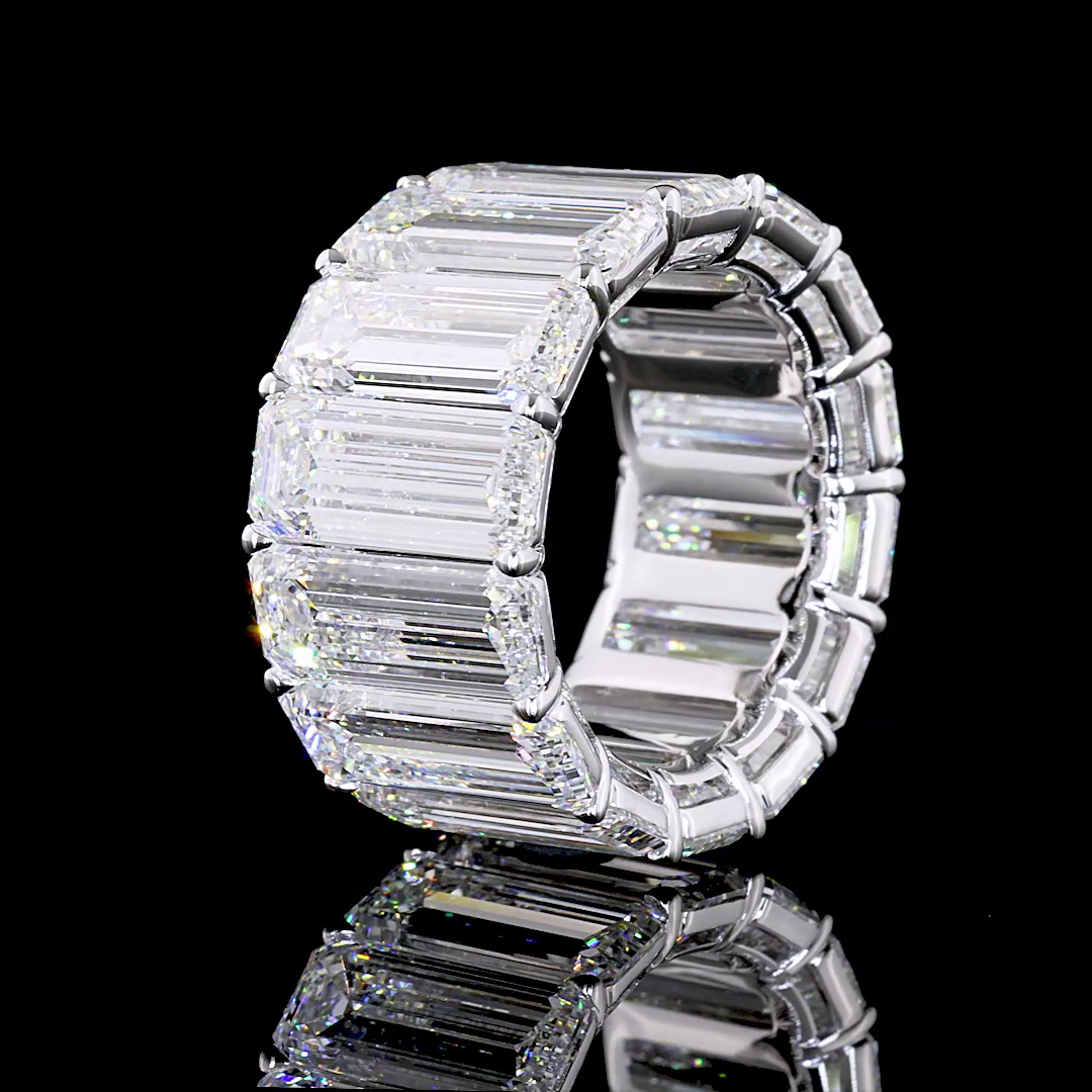 28.45 CTTW Emerald Lab Diamond Full Eternity Sz. 7 18k White Gold (F Color and VVS2 Clarity)
