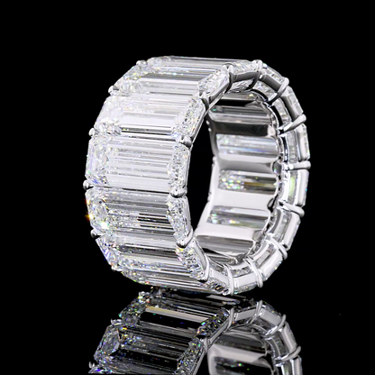 28.45 CTTW Emerald Lab Diamond Full Eternity Sz. 7 18k White Gold (F Color and VVS2 Clarity)