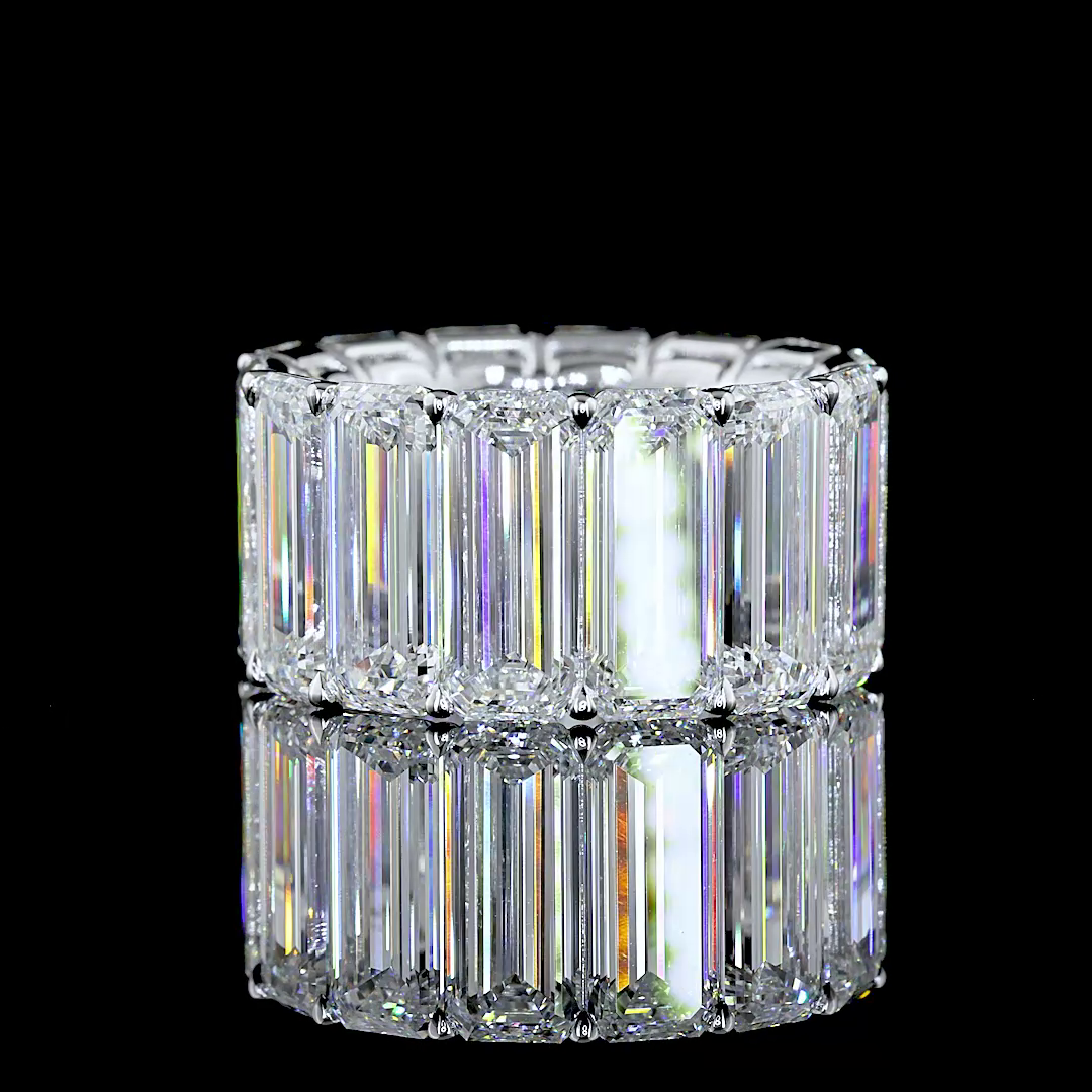 28.45 CTTW Emerald Lab Diamond Full Eternity Sz. 7 18k White Gold (F Color and VVS2 Clarity)