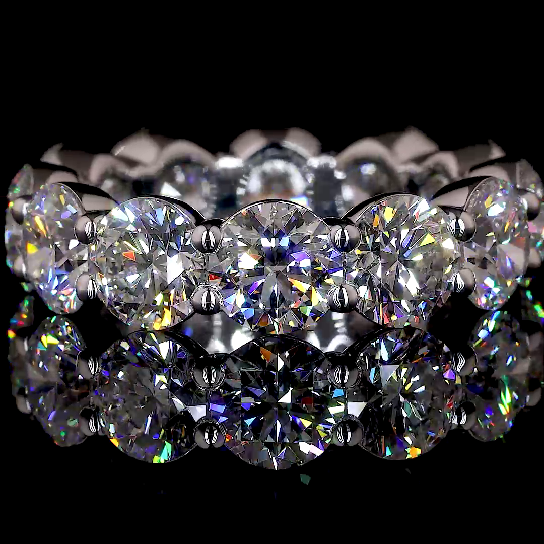 8.08 CTTW Round Lab Diamond Full Eternity Sz. 6 14k White Gold (D Color and VS1 Clarity)