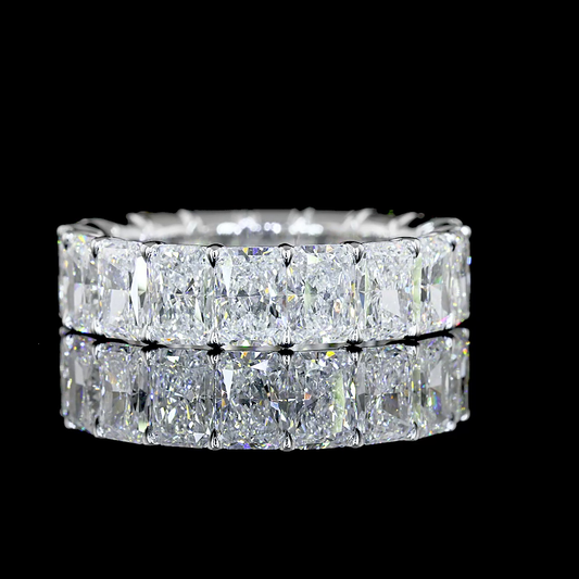 5.85 CTTW Radiant Lab Diamond Full Eternity Sz. 6 14k White Gold (E Color and VS Clarity)