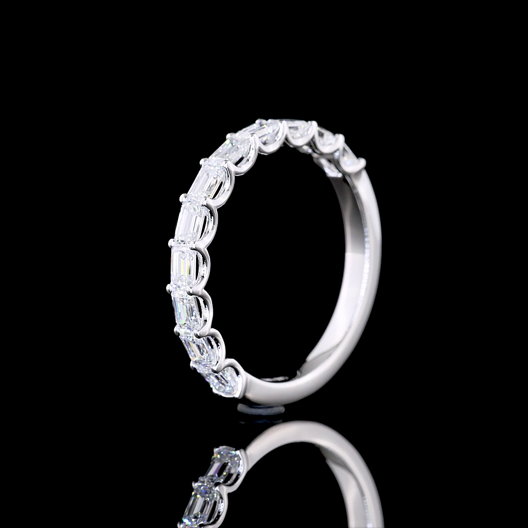 1.00 CTTW Emerald Lab Diamond Half Eternity Eternity Band Sz. 6.5 (E Color and VS Clarity)