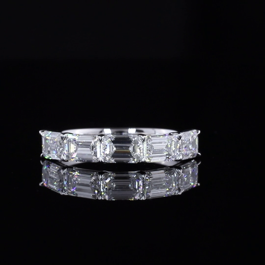 2.01 CTTW Emerald Lab Diamond 5 Stones Eternity Band (E Color and VVS2 Clarity)