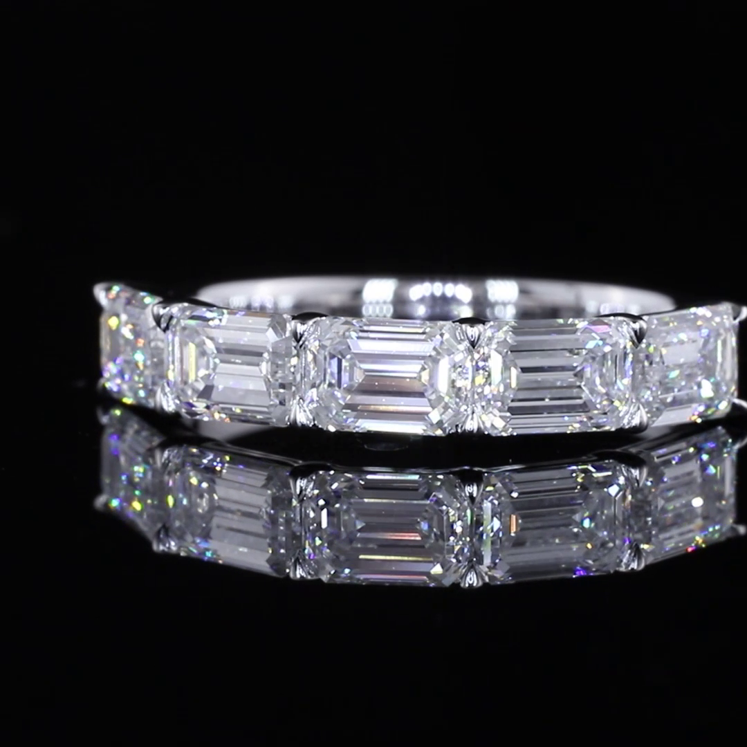 2.01 CTTW Emerald Lab Diamond 5 Stones Eternity Band (E Color and VVS2 Clarity)