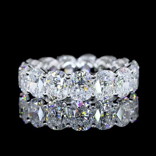 7.36 CTTW Cushion Brilliant Lab Diamond Full Eternity Sz. 6 (E Color and VS Clarity)