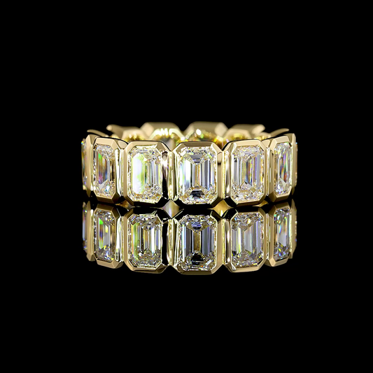 14k Yellow Gold Lab Diamond Emerald 5.42 CTTW Full Eternity Band Sz. 6 E VS jewelry-spot-usa