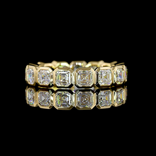 2.43 CTTW Asscher Lab Diamond Full Eternity Sz. 6 14k Yellow Gold E Color and VS Clarity jewelry-spot-usa