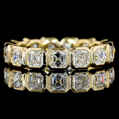 2.43 CTTW Asscher Lab Diamond Full Eternity Sz. 6 14k Yellow Gold E Color and VS Clarity jewelry-spot-usa