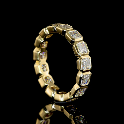 2.43 CTTW Asscher Lab Diamond Full Eternity Sz. 6 14k Yellow Gold E Color and VS Clarity jewelry-spot-usa