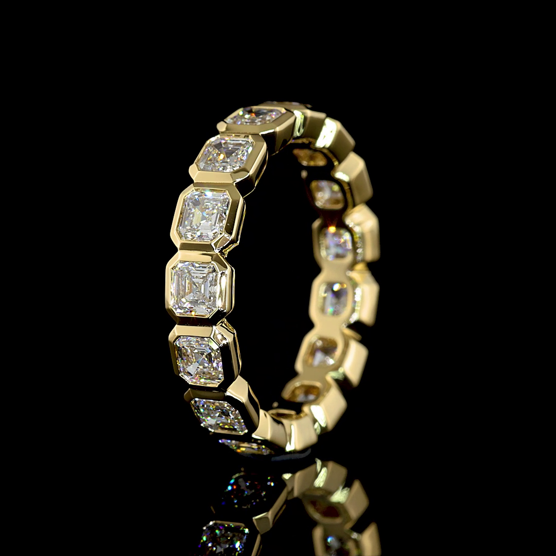 2.43 CTTW Asscher Lab Diamond Full Eternity Sz. 6 14k Yellow Gold E Color and VS Clarity jewelry-spot-usa