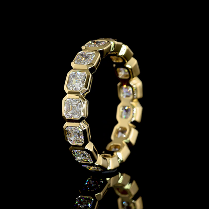 2.43 CTTW Asscher Lab Diamond Full Eternity Sz. 6 14k Yellow Gold E Color and VS Clarity jewelry-spot-usa